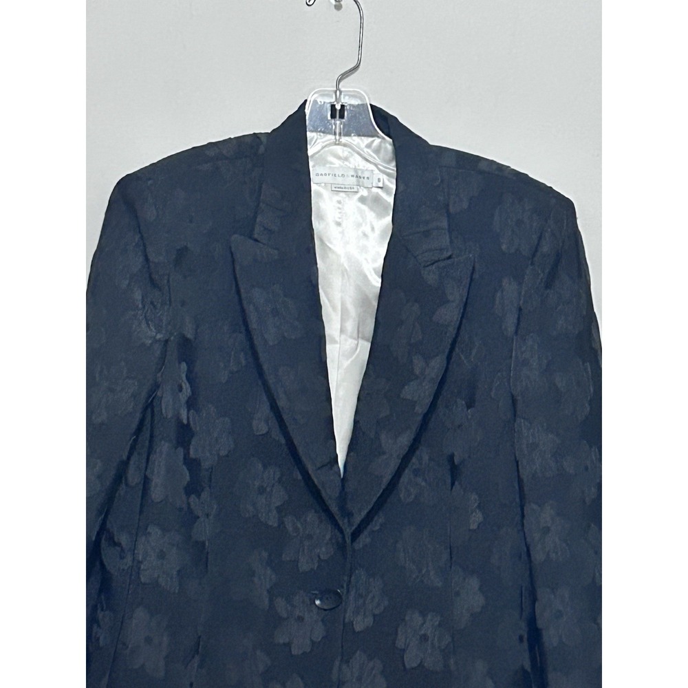 Garfield & Marks Bristol Jacket Size 8‎ Floral Black Blazer Made in USA